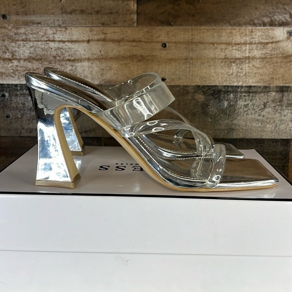 Guess Shoes - Guess Lavali Clear/Metallic Strap Sandals Size 7.5